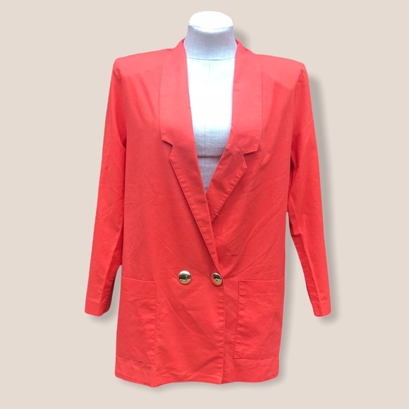 Vintage 80s Orange Oversized Blazer Jacket Medium - Picture 1 of 7